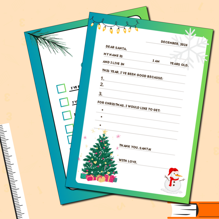 «Шаблон письма для Санты» + чек-лист. Letter to Santa+checklist