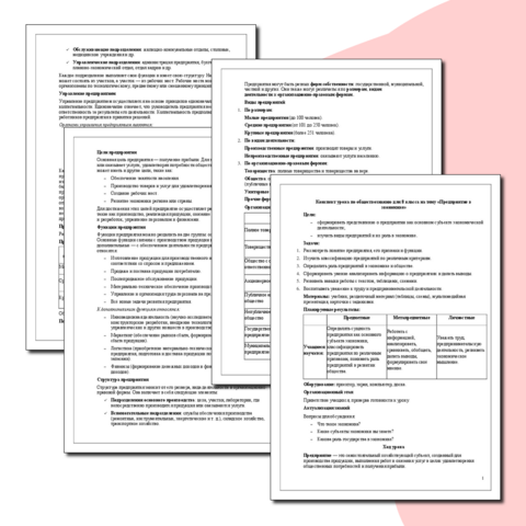 Конспект урока по обществознанию для 8 класса на тему «Предприятие в экономике»