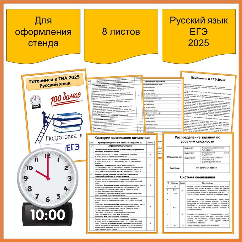 Шаблоны для оформления стенда по русскому языку ЕГЭ 2025