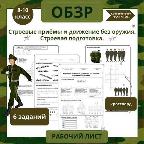 Презентация к уроку по предмету "ОБЗР" для 10 класса на тему: "Строевые приёмы и