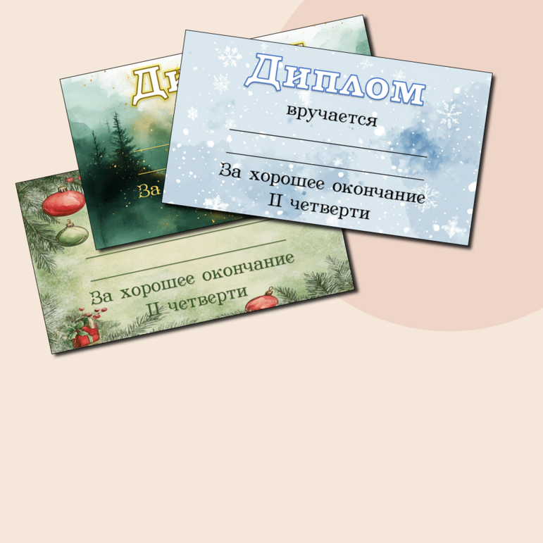 Диплом об окончании 2 четверти (8 вариантов)
