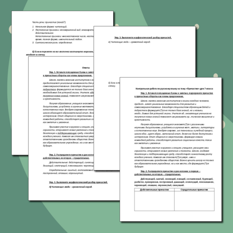 Контрольная работа по русскому языку 7 класс