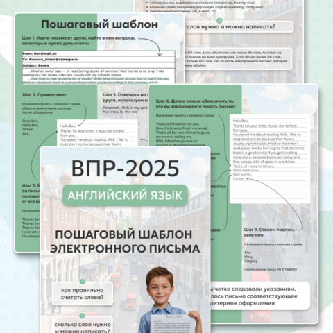 Пошаговый шаблон для написания электронного письма в 5-8 классах. ВПР-2025 (Английский язык)