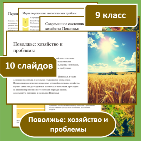 Презентация по географии по теме: «Поволжье: хозяйство и проблемы» для 9 класса