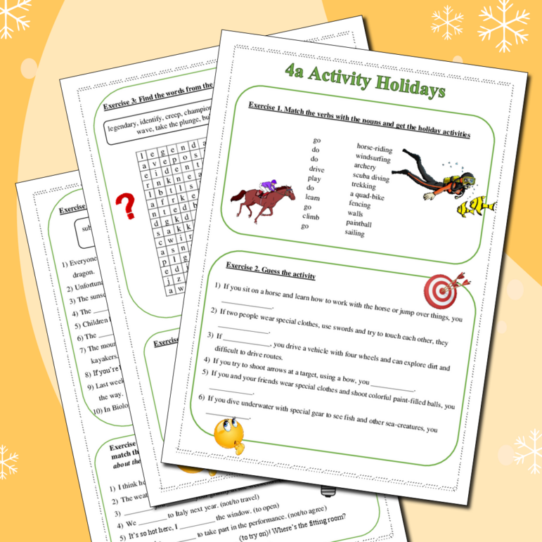 Рабочий лист к Module 4a Activity Holiday, УМК Starlight 6