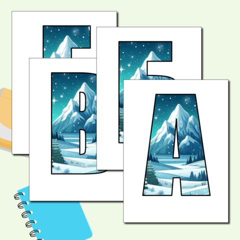 Буквы в зимнем стиле для растяжки 