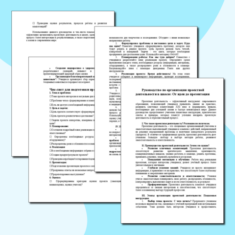 Статья "Руководство по организации проектной деятельности в школе: от идеи до презентации"