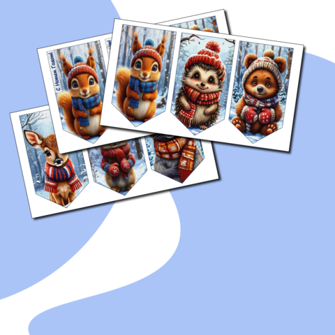 Зимние закладки/ Новогодние закладки с мультяшными животными. Подарок ученикам на новый Год