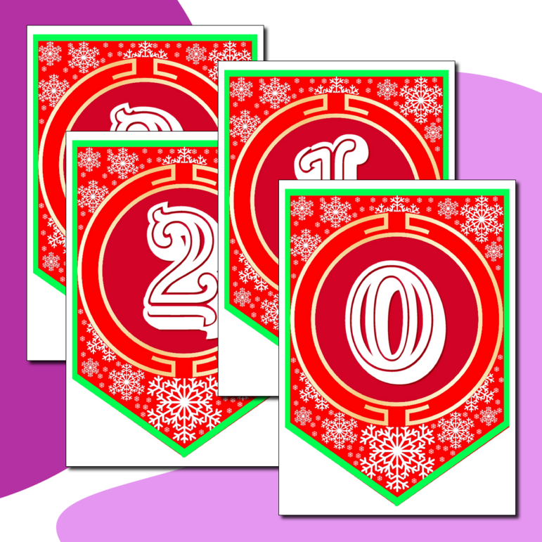 Наборный новогодний алфавит на флажках.