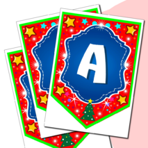 Наборный новогодний алфавит на флажках.