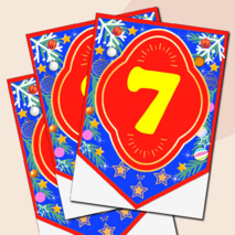 Наборный новогодний алфавит на флажках.