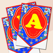 Наборный новогодний алфавит на флажках.