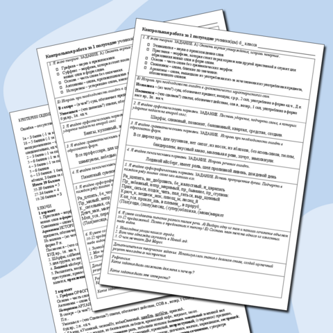 Контрольная работа по русскому языку за 1 полугодие 6 класса