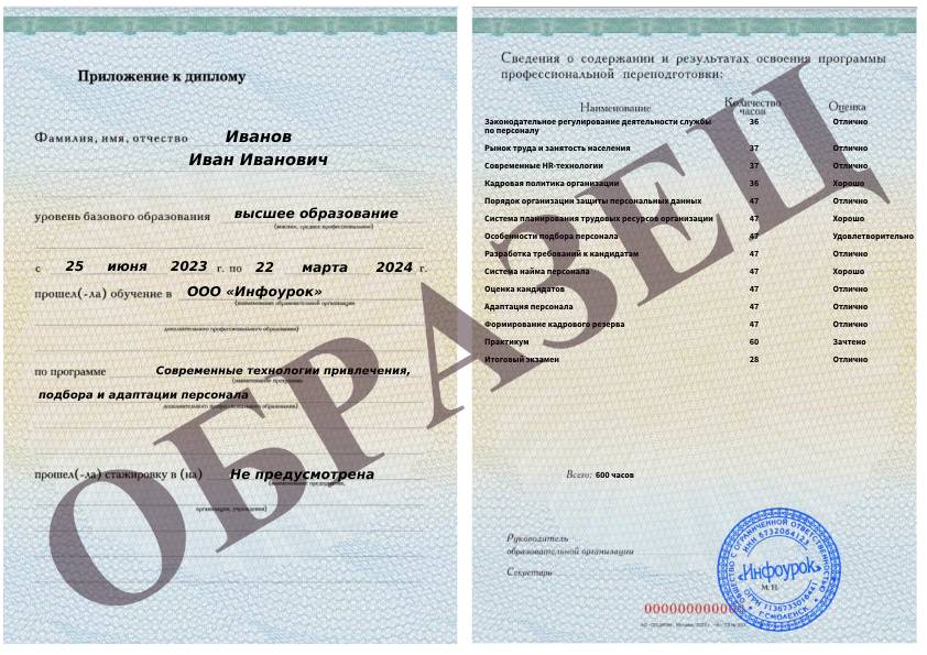 Приложение к диплому