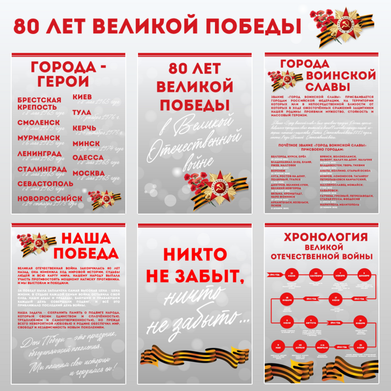 80 лет Победы в Великой Отечественной войне. Оформление (12 плакатов ...
