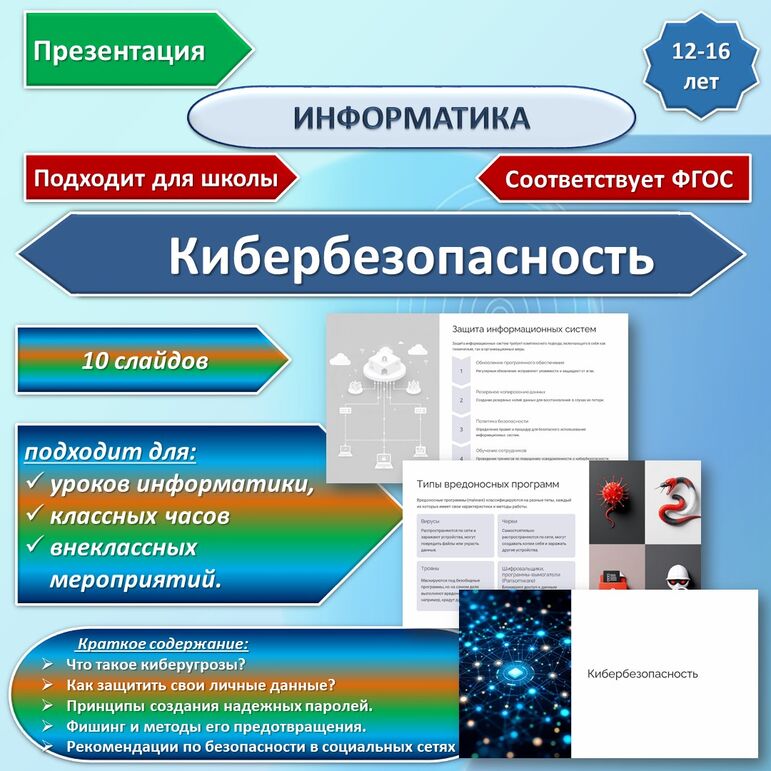 Презентация «Кибербезопасность». Информатика. СПО