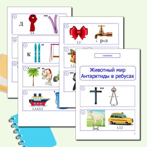 Ребусы по географии. Животный мир Антарктиды