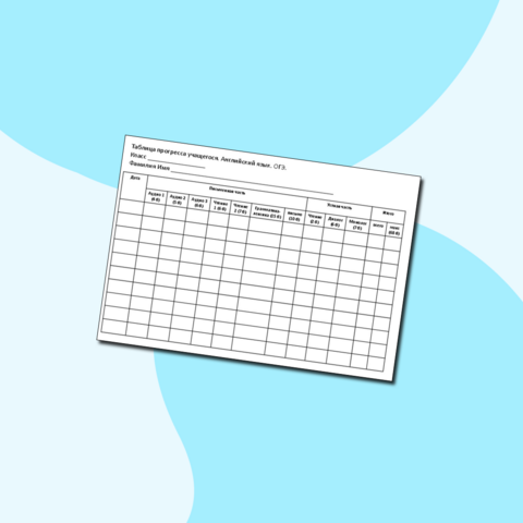 Таблица-карточка прогресса учащегося по английскому языку при подготовке к ОГЭ