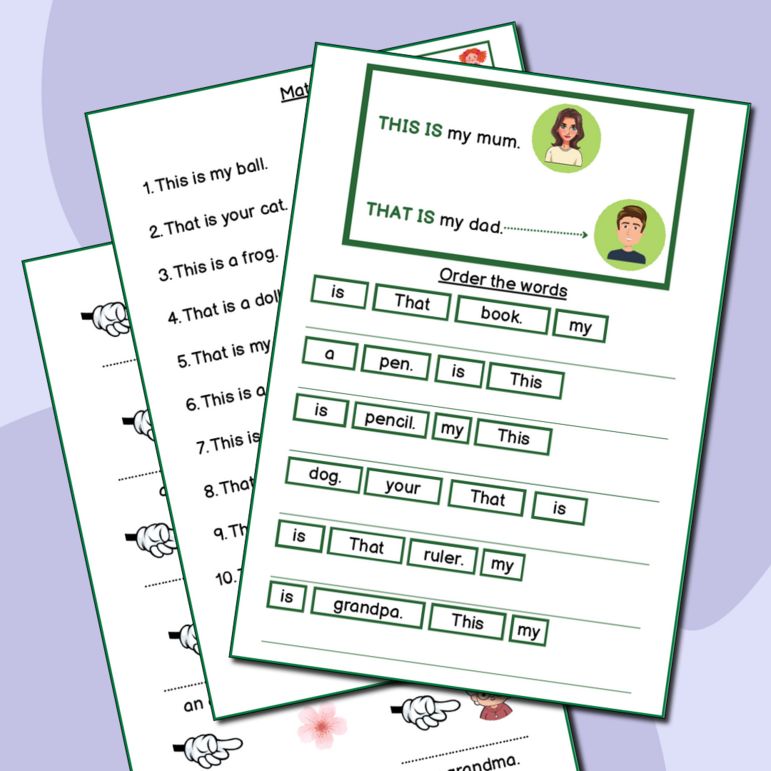 Рабочие листы - Указательные местоимения This is - That is