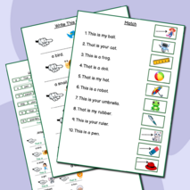 Рабочие листы - Указательные местоимения This is - That is