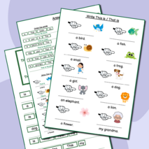 Рабочие листы - Указательные местоимения This is - That is