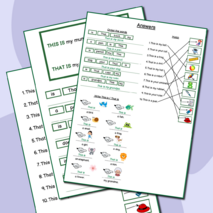 Рабочие листы - Указательные местоимения This is - That is