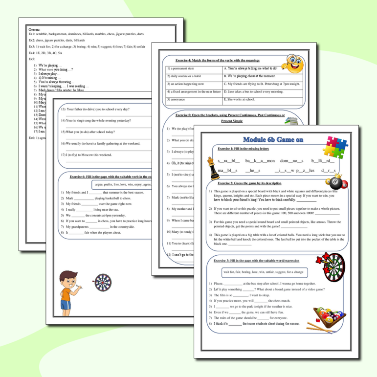 Рабочий лист Spotlight 6 Module 6b Game on
