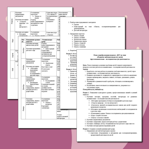 План самообразования педагога ДОУ по теме: «Развитие любознательности у детей, через познавательно – исследовательскую деятельность»