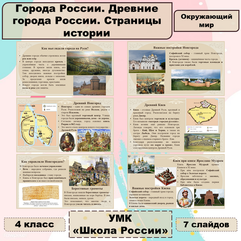 Презентация к уроку «Города России. Древние города России. Страницы истории» по окружающему миру в 4 классе