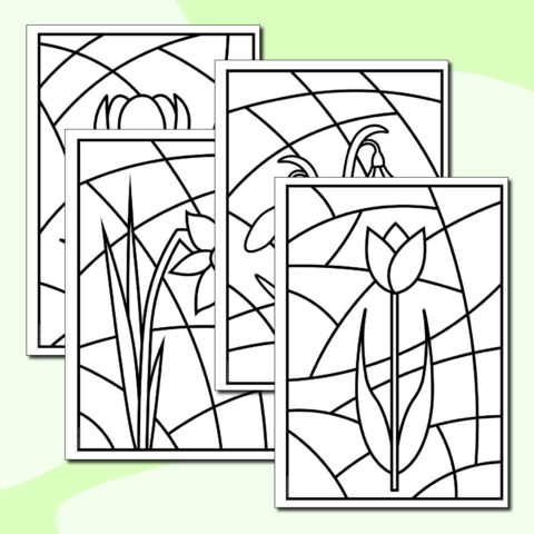 Раскраски для ИЗО, внеурочной деятельности, технологии. Весенние витражи.