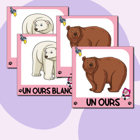 Les animaux Животные Дидактические карточки на французском языке