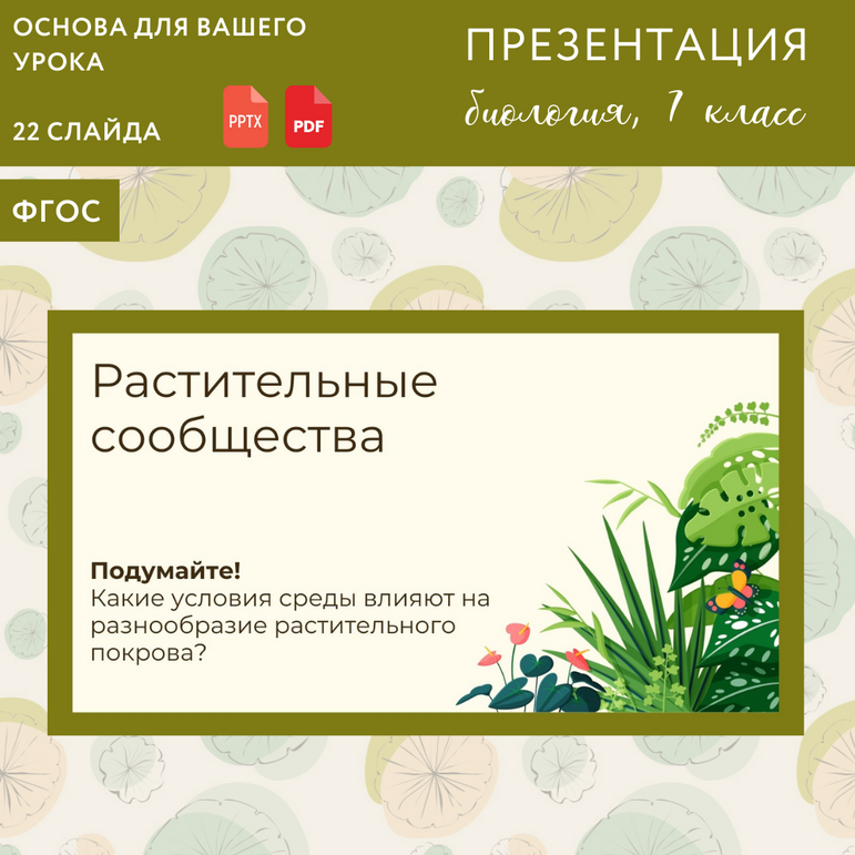 Презентация "Растительные сообщества", урок биологии 7 класс (Пасечник ...