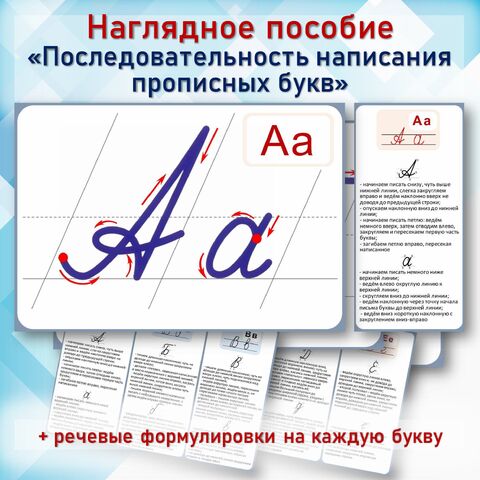 Наглядное пособие. Последовательность написания прописных букв с речевыми формулировками