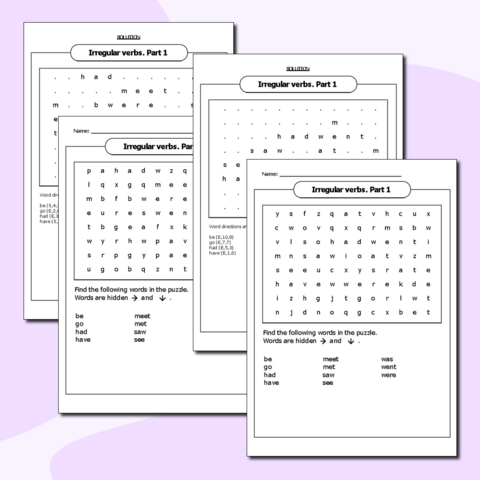 Филворды по английскому языку на тему «Irregular verbs (Неправильные глаголы)» Module 7 Unit 13A УМК Spotlight 4