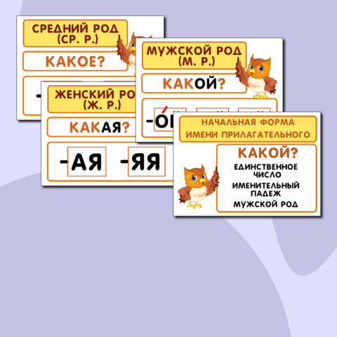 Таблички на доску. Имя прилагательное