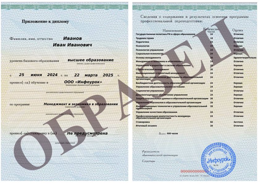 Приложение к диплому