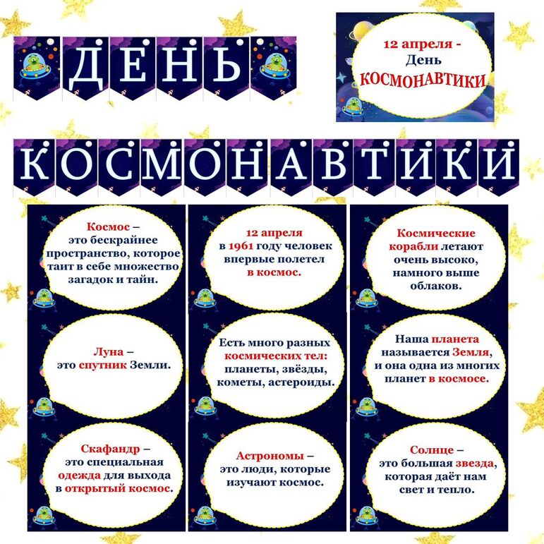 12 апреля. День Космонавтики. Оформление ко Дню космонавтики. Можно ...