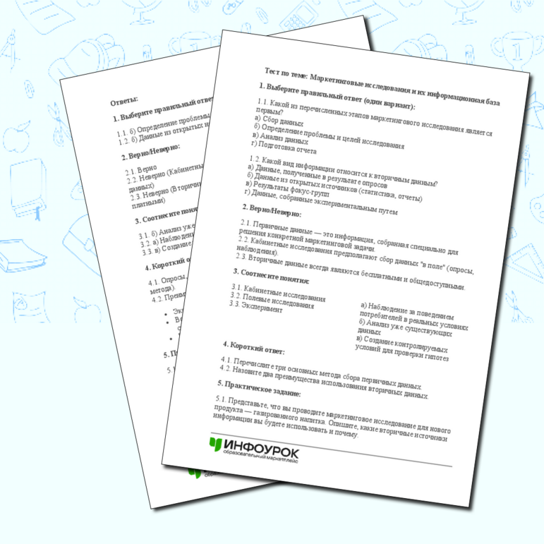 Тест по теме: Маркетинговые исследования и их информационная база