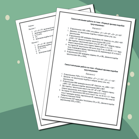 Самостоятельная работа по теме: «Первый признак подобия треугольников»