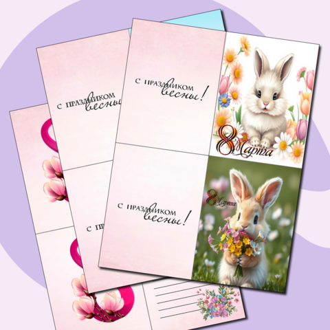 Открытки для девочек на 8 марта