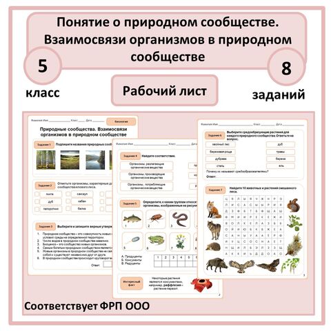 Рабочий лист по биологии 