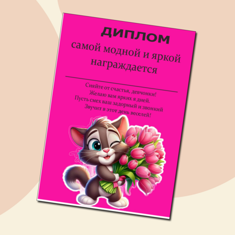 Диплом ярким ученицам на 8 марта!