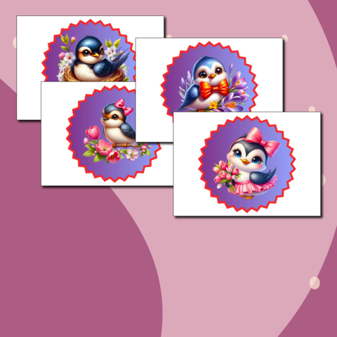 Оформление к Масленице, 8 Марта, Дню птиц: набор из 10 ярких медальонов А4 «Весенние птицы».