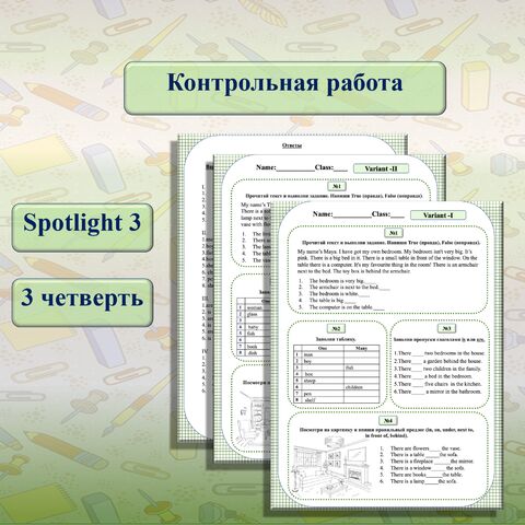 Контрольная работа по английскому языку для 3 класса, 3 четверть, Spotlight 3