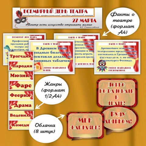 Международный день театра. Всемирный день театра. 27 марта. Оформление.