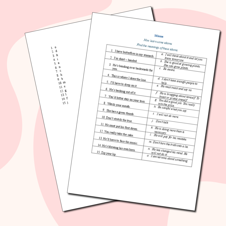 Карточка по английскому языку по теме "Idioms (Идиомы)"