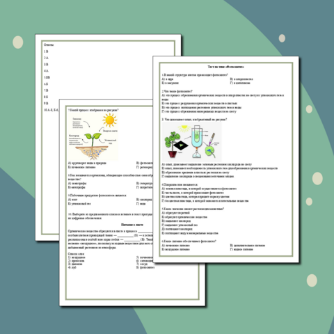 Тест по биологии на тему 