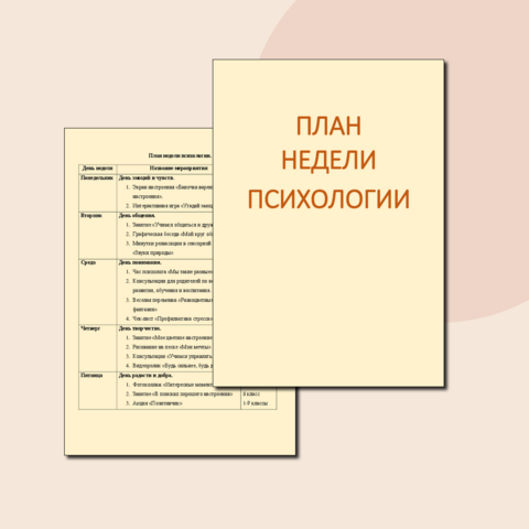 Неделя психологии в школе. План недели психологии.