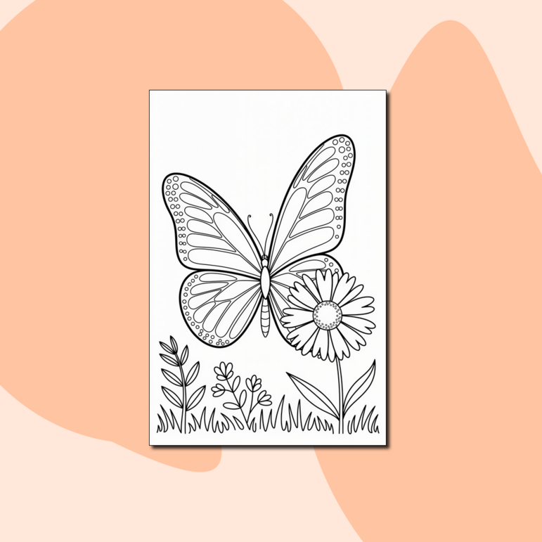 Красивая бабочка и цветок – яркая раскраска | Раскраски на сайте Инфоурок