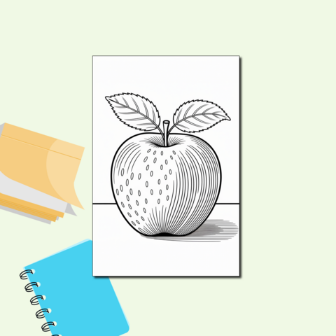 Красивое спелое яблоко. Красивая раскраска